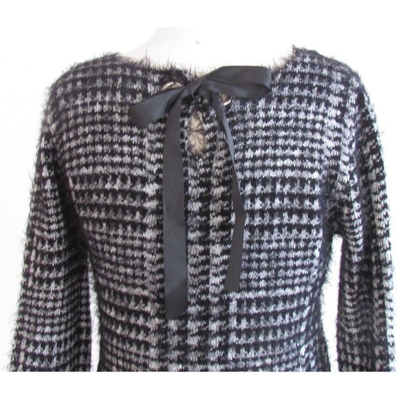 Designer Ana Couture Houndstooth Print Bow Tie on Back Long Sleeve Sweater Med - Picture 9 of 14